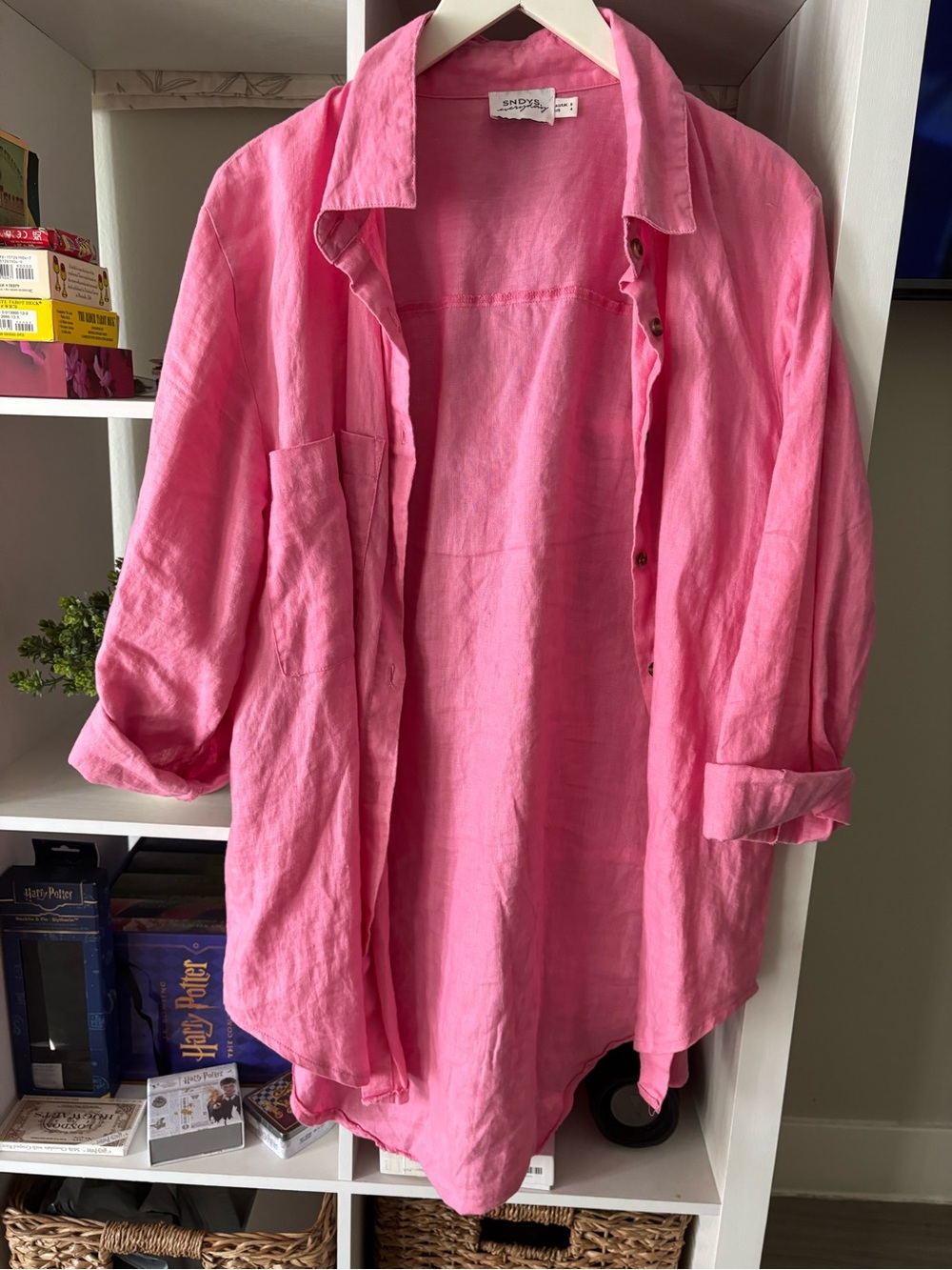 SNDY Pink Button-Down Shirt - Relaxed Longline Top - Picture 2 of 5